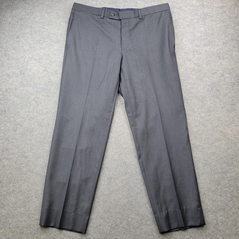 Ted Baker Dress Pants Mens 38x30 Gray Wool Jefferson Flat Front Business Slacks